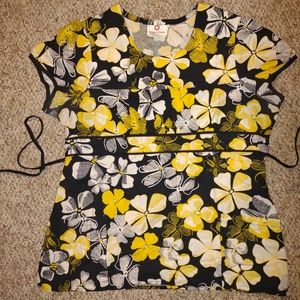 White Cross floral scrub shirt- tons of scrubs bundle and save